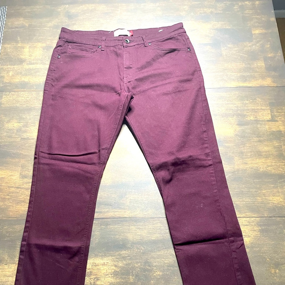 Men’s Merlot Hudson & Barrow Stretch Slim Fit Denim Jeans 36 Waist / 32 Length
